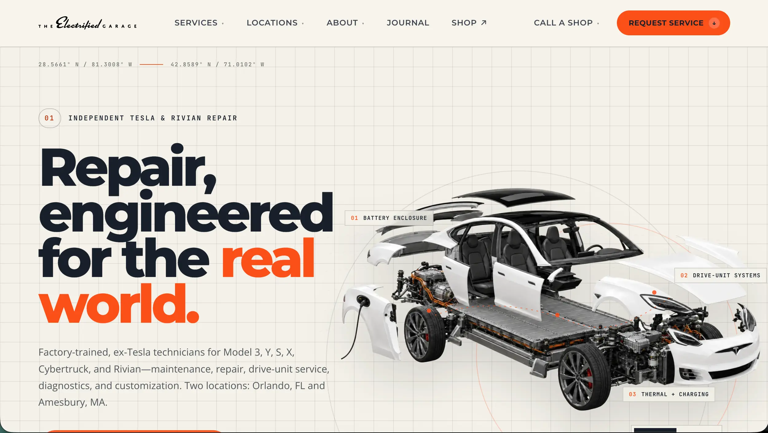 The Electrified Garage auto repair website example