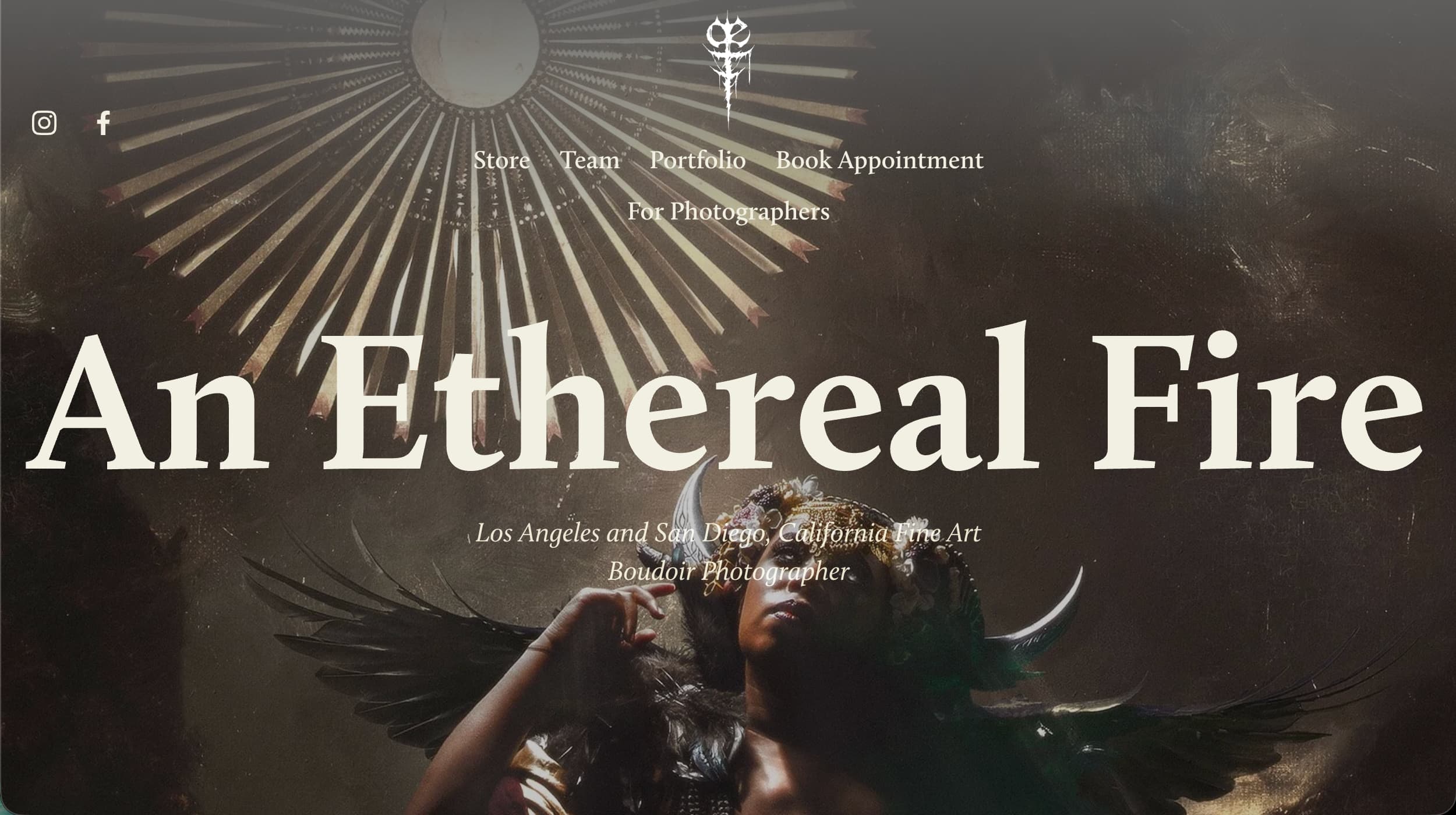 An Ethereal Fire boudoir photography website example