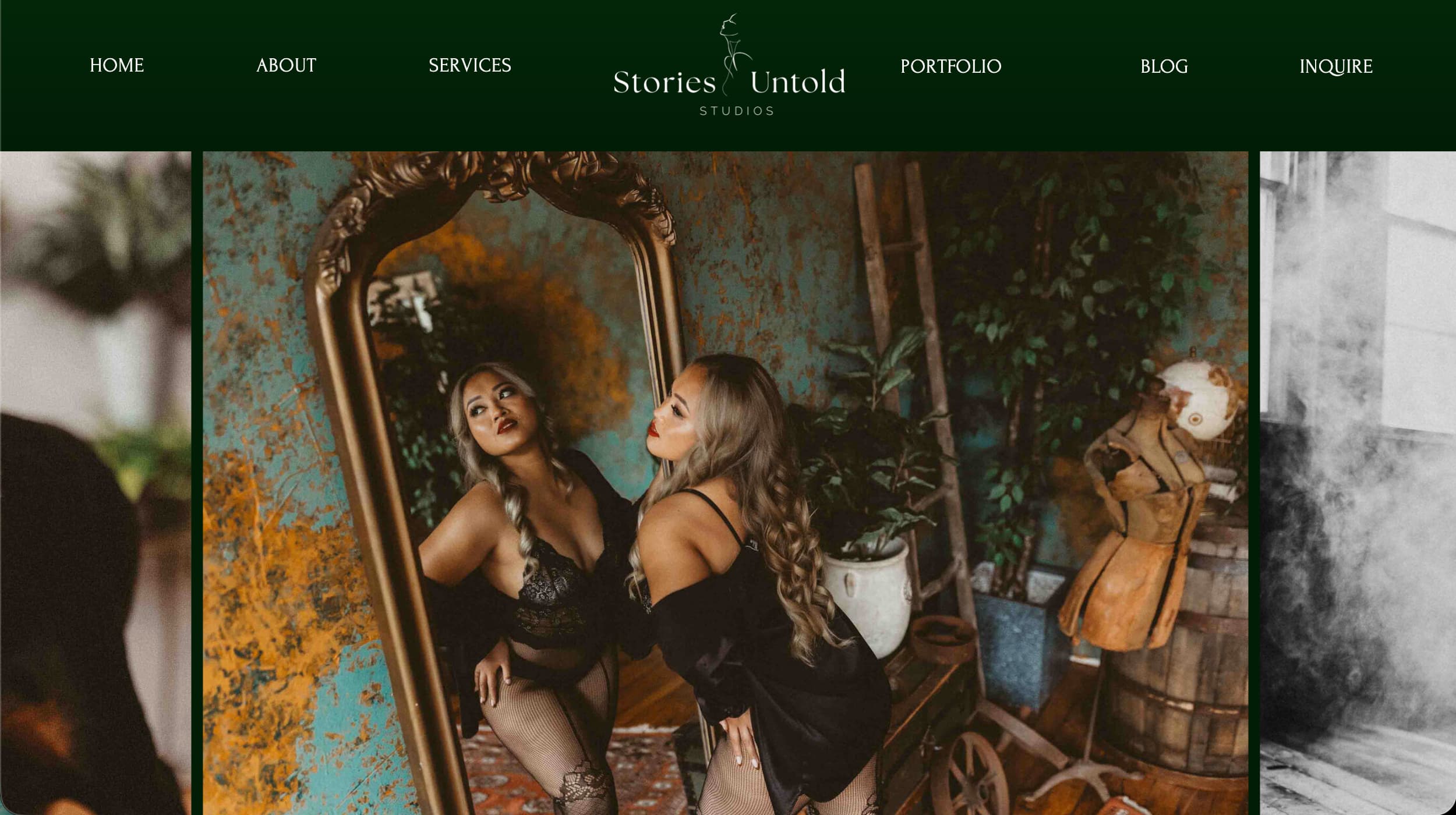 Stories Untold Studios boudoir photography website example