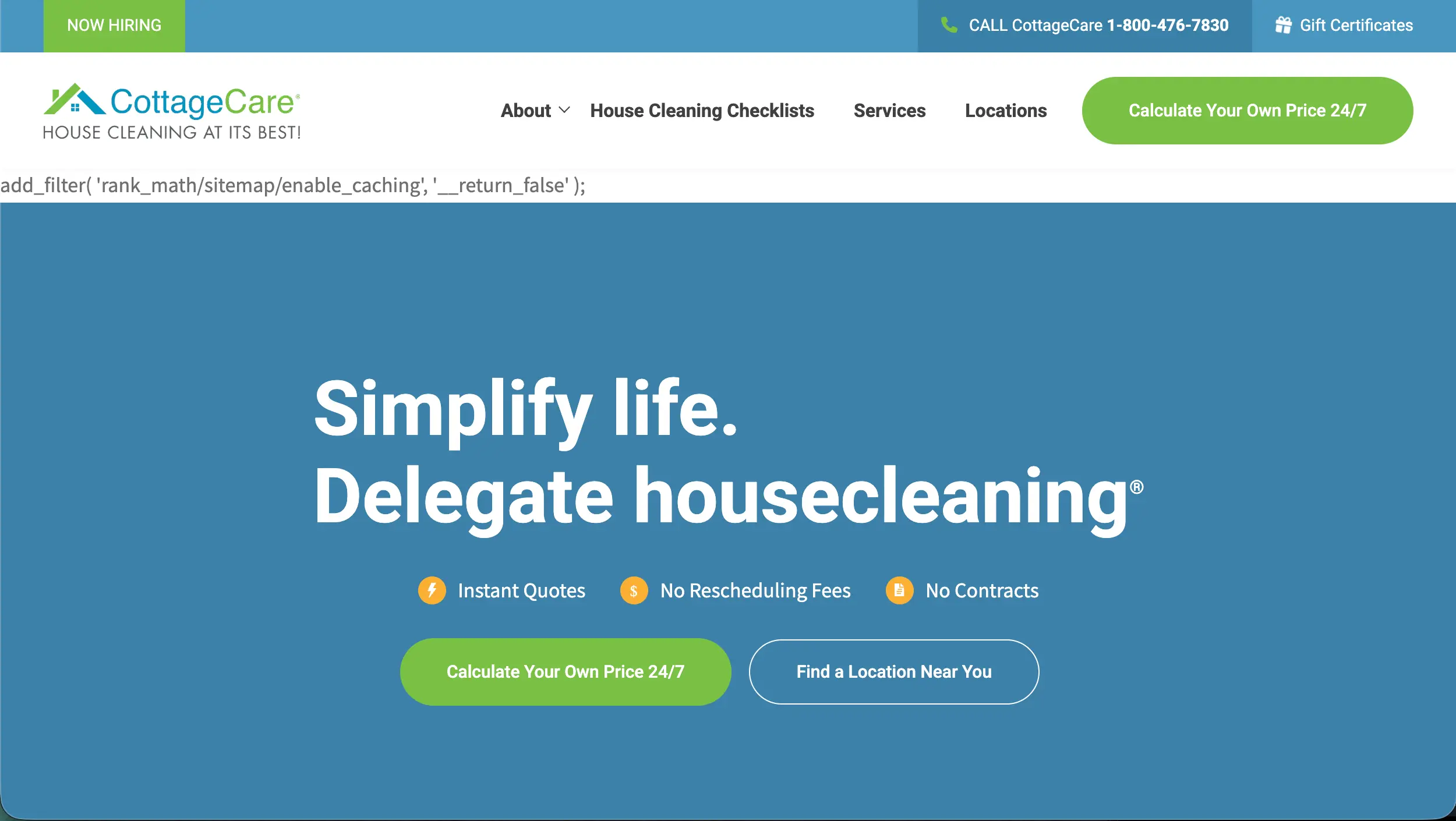 CottageCare cleaning company website example