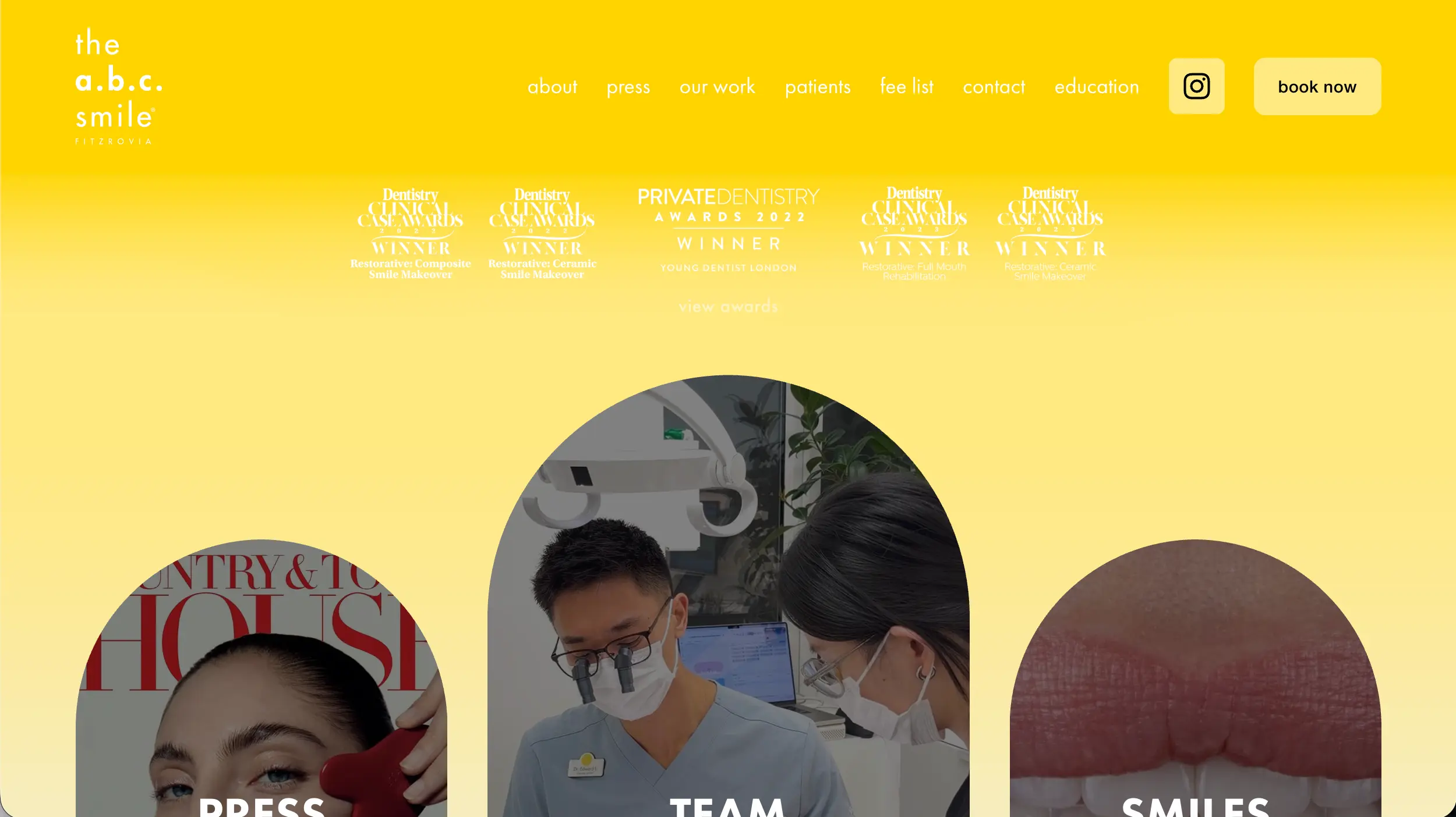The A.B.C. Smile dental website example