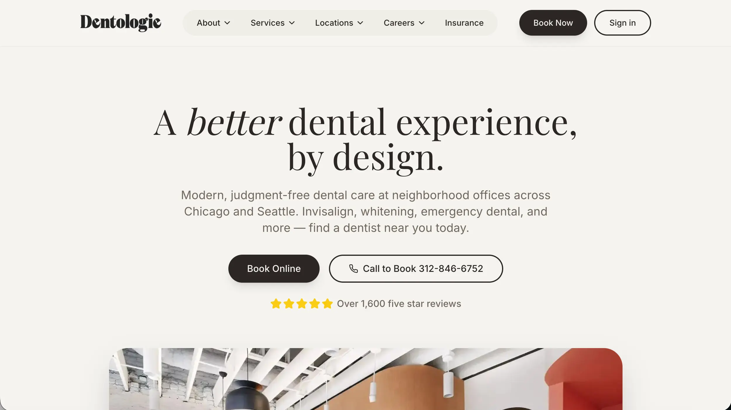 Dentologie dental website homepage example