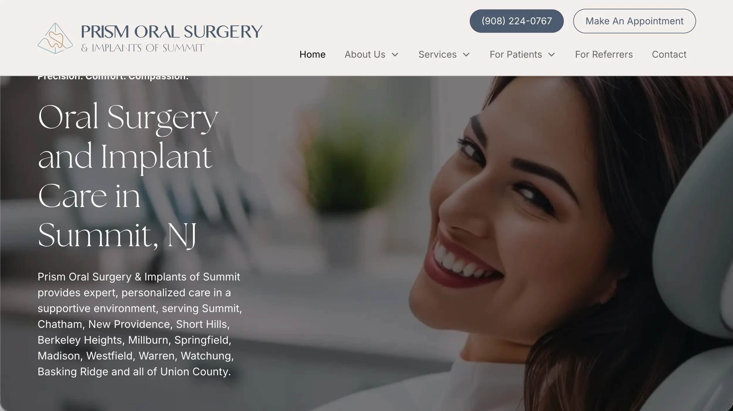 Prism Oral Surgery website example