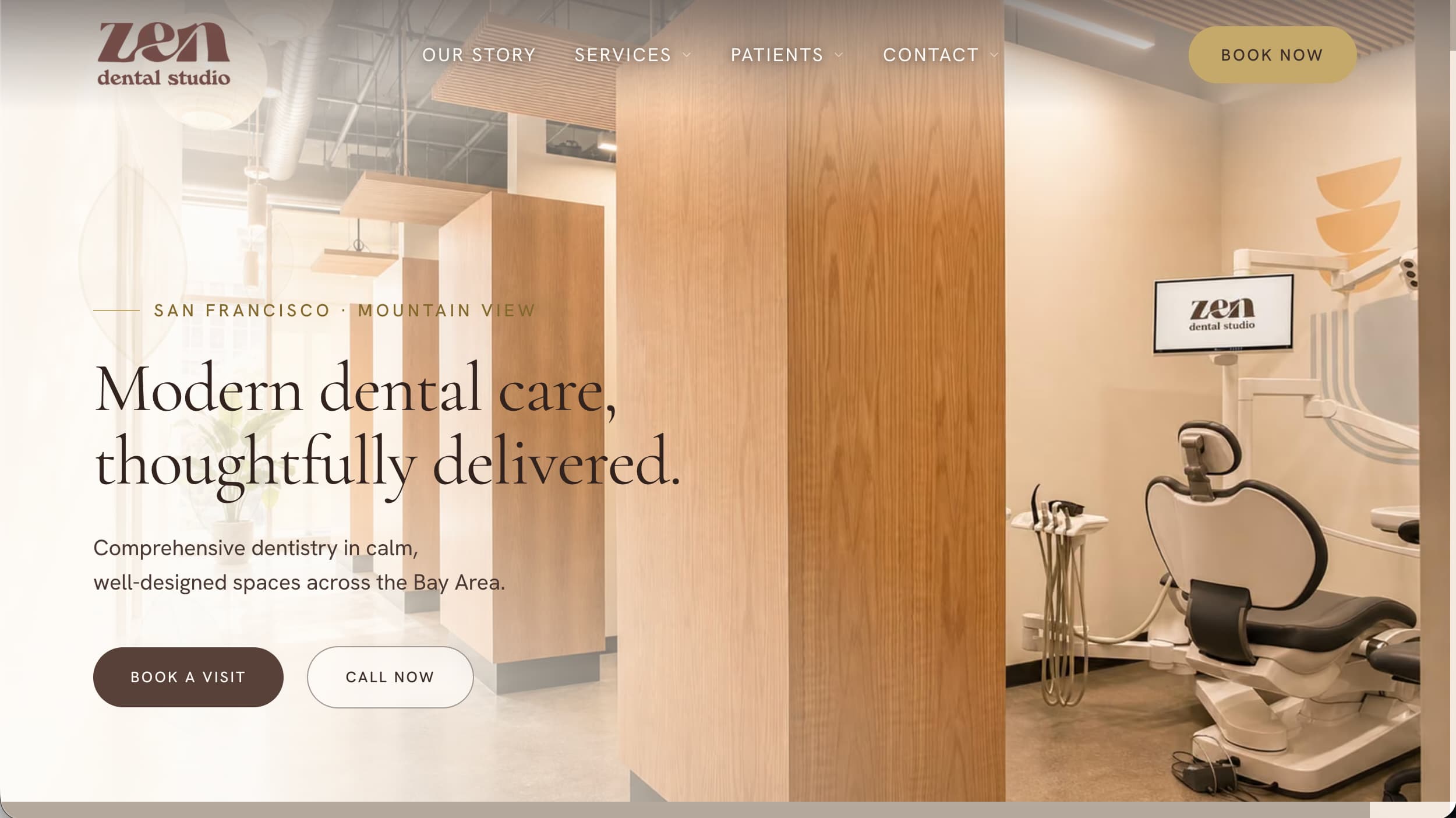 Zen Dental Studio website homepage example