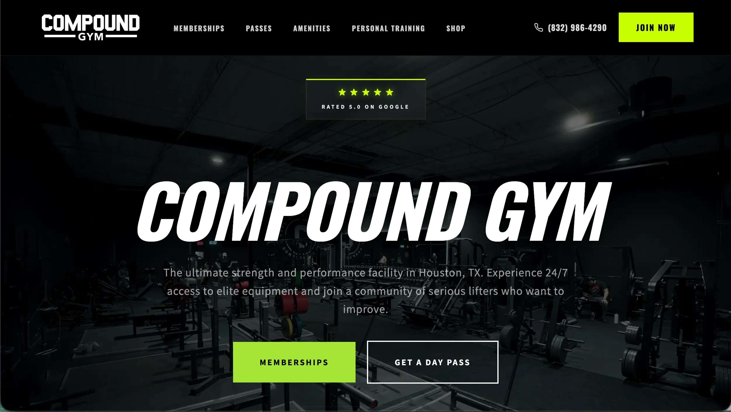 Compound Gym gym website design example