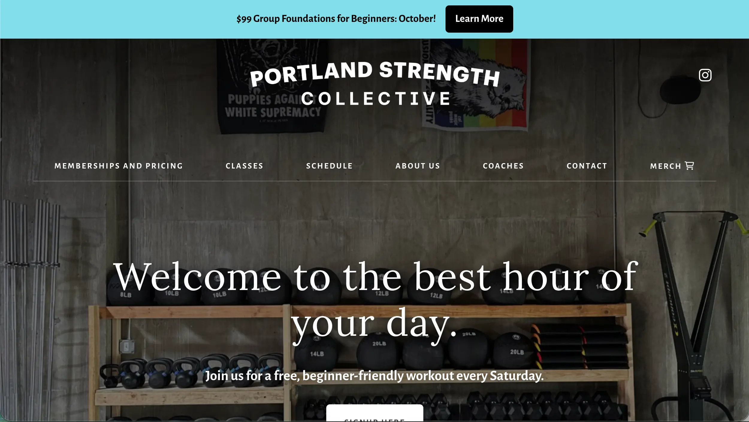 Portland Strength Collective gym website design example