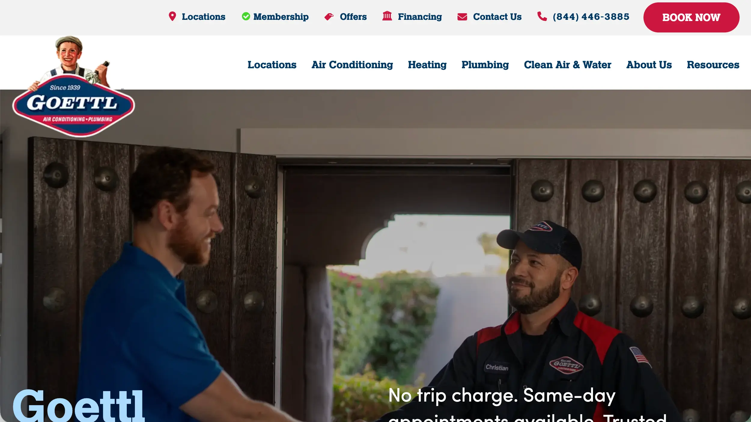 Goettl HVAC website homepage example