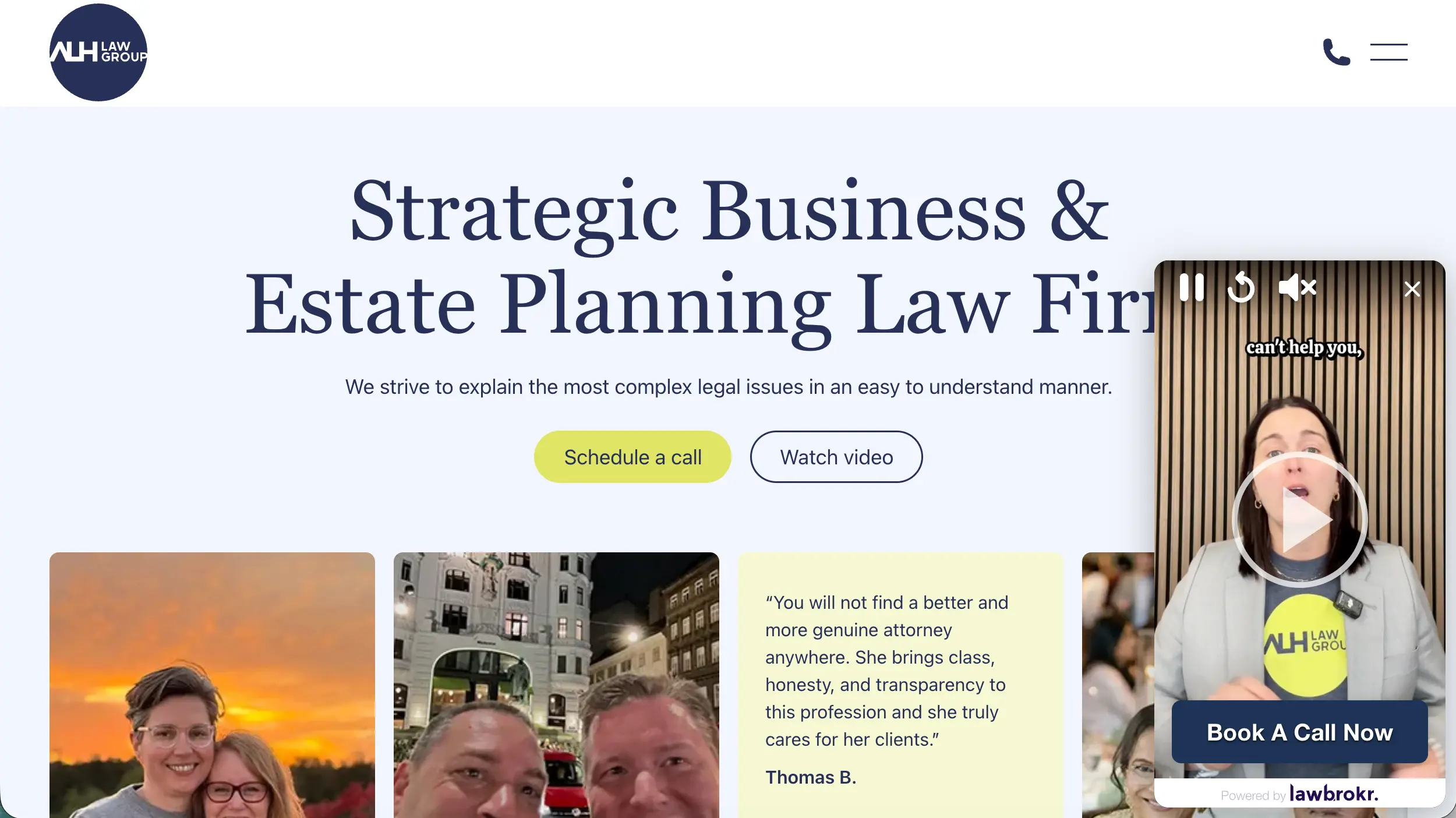 ALH Law Group law firm website homepage example