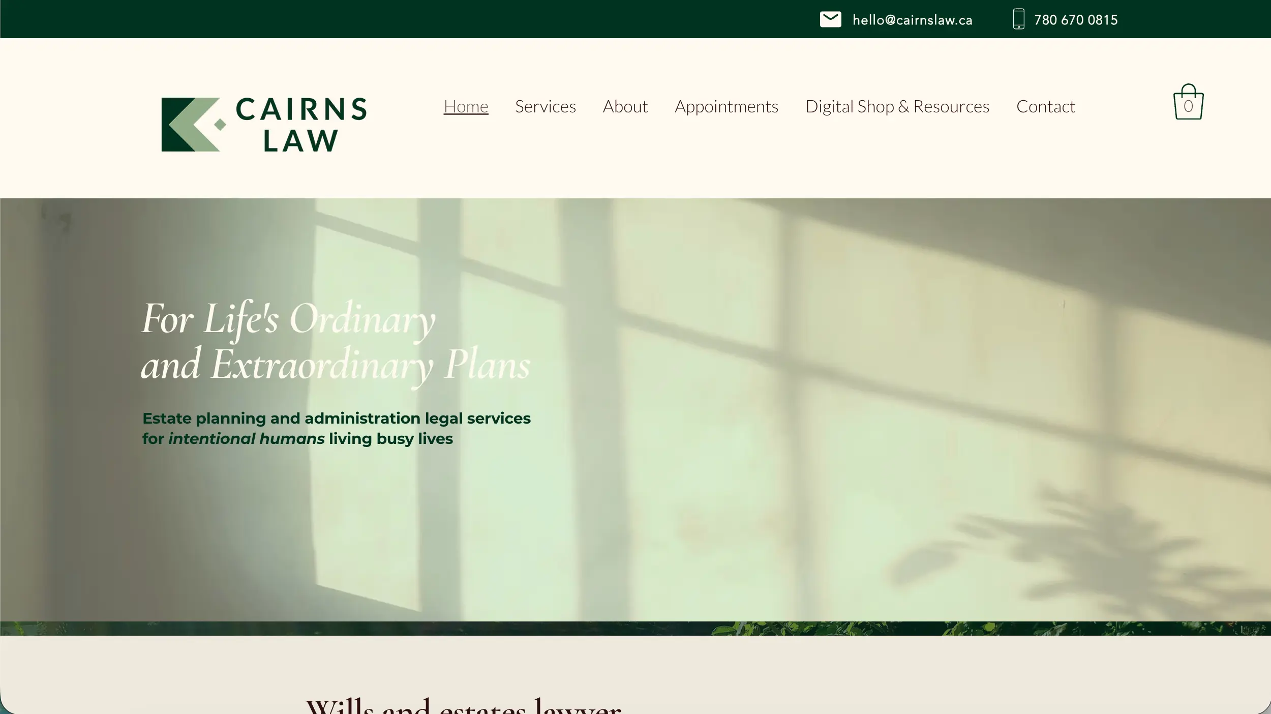 Cairns Law estate planning website example