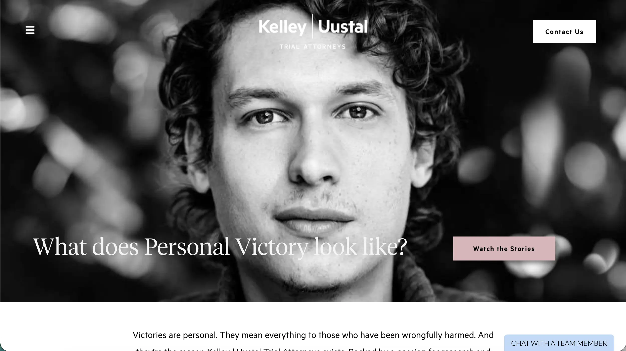 Kelley Uustal personal injury law firm website example