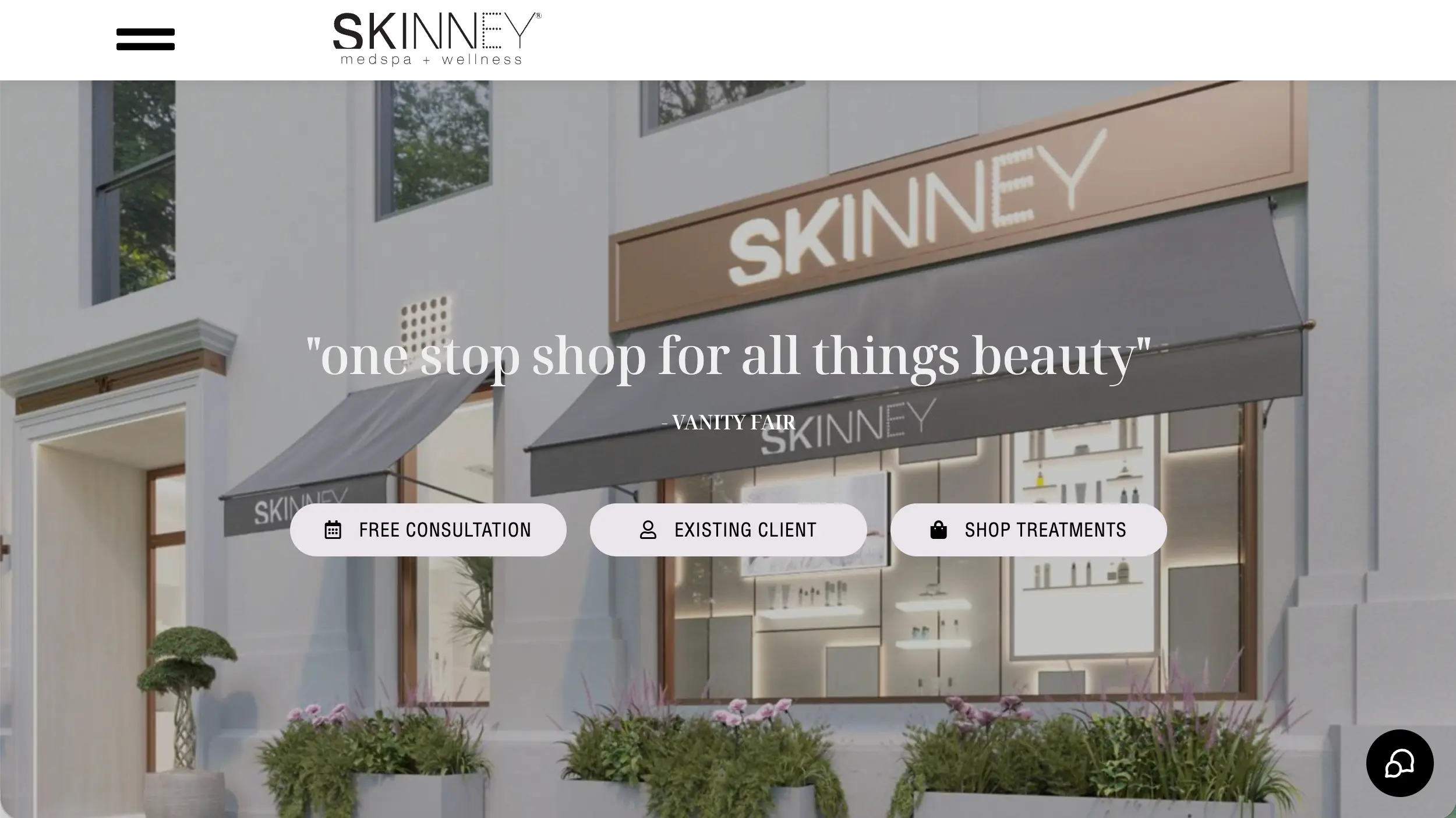 SKINNEY Medspa website homepage example