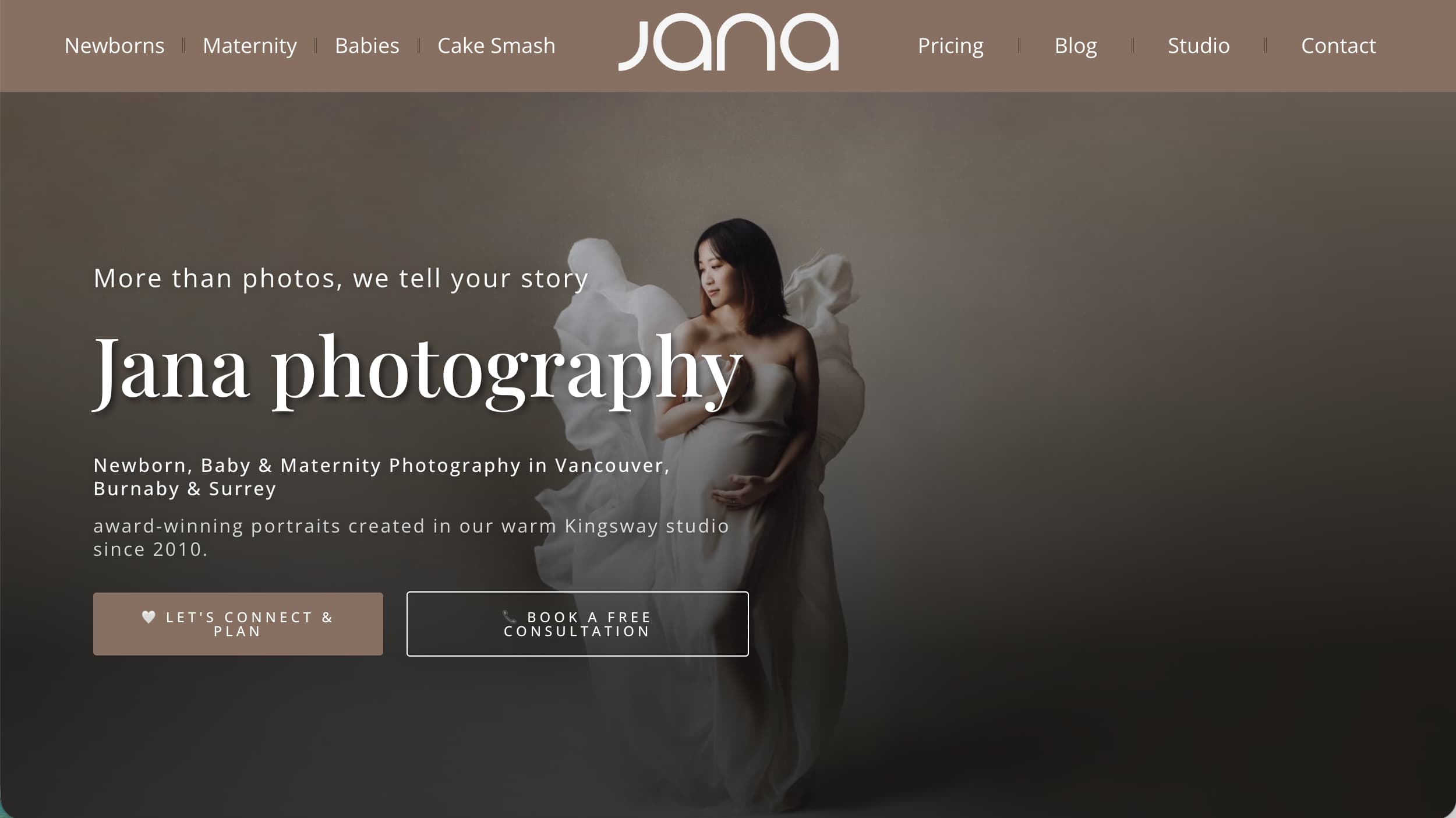 Jana Photography newborn photographer website example