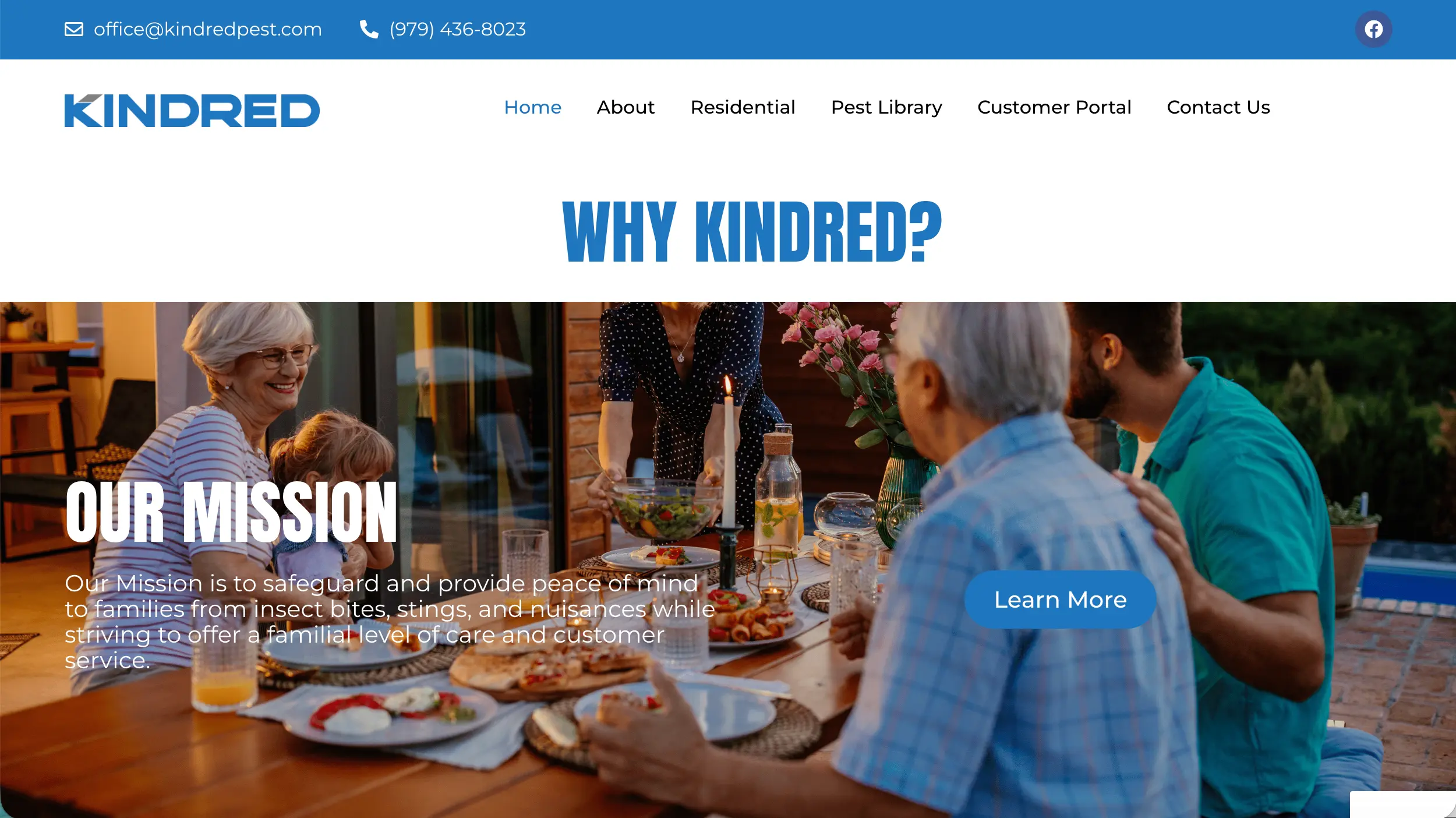 Kindred Pest Control website example