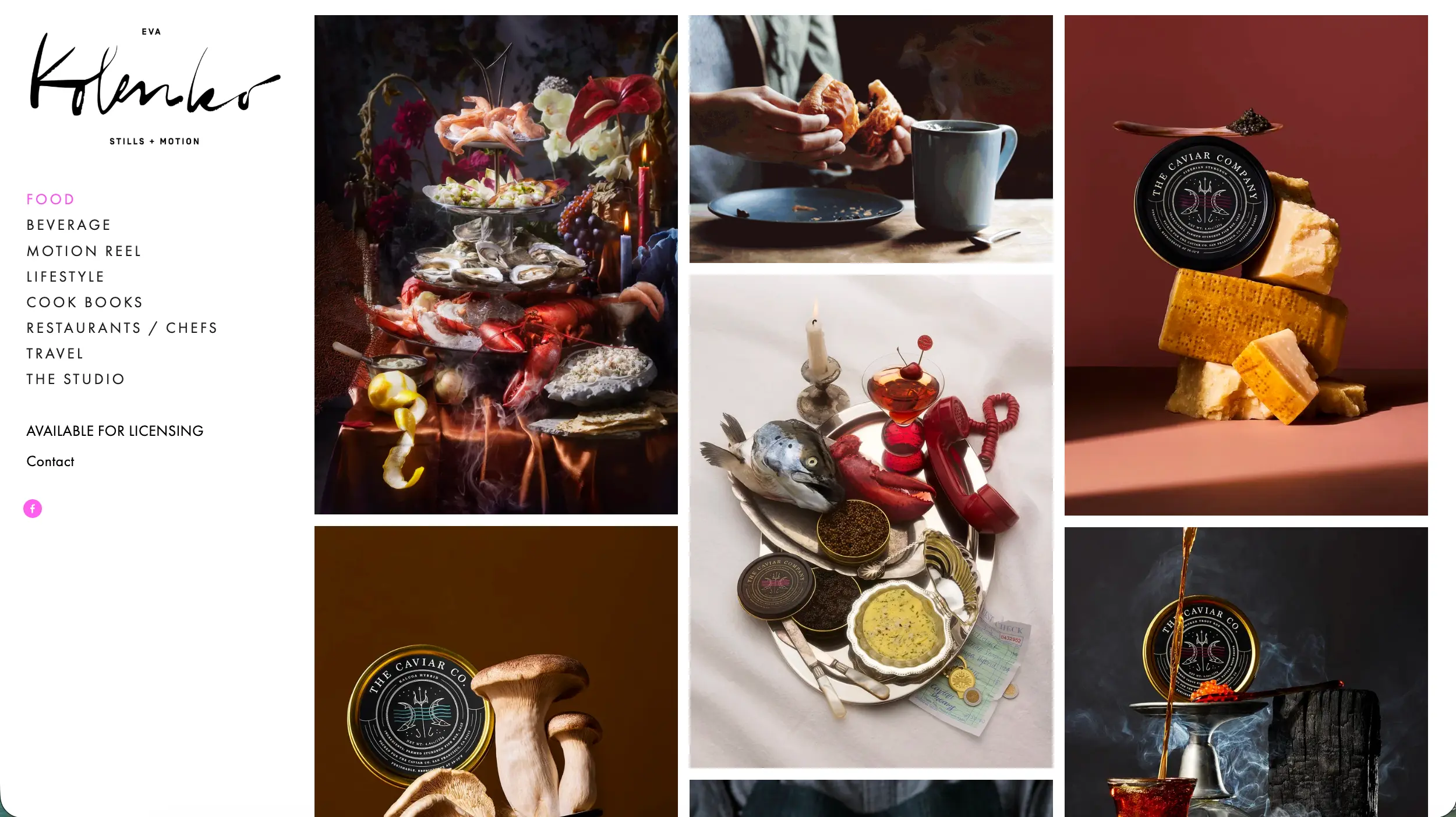 Eva Kolenko food photographer website example