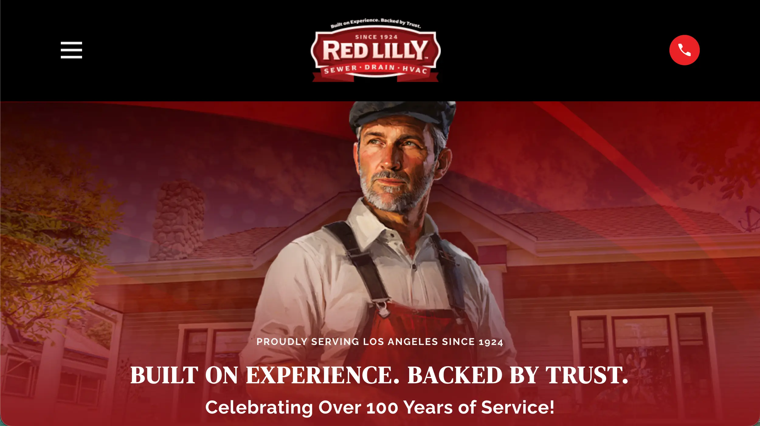 Red Lilly Plumbing website homepage example